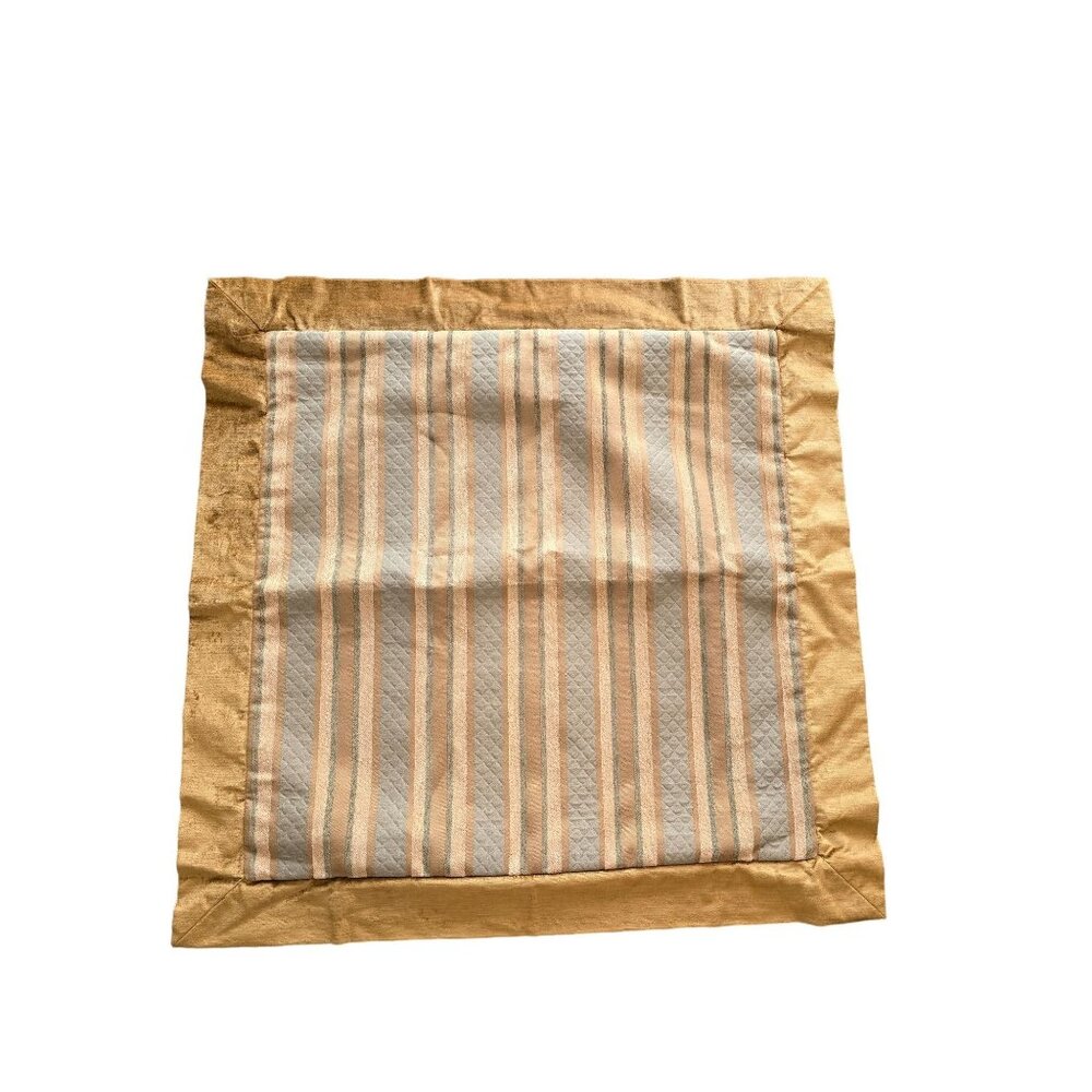Thomasville Luxrury Pillow Cover Gold & Beige Striped‎ Velvet Edged 25x25